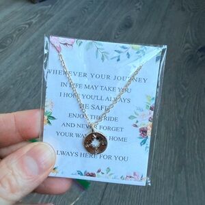 Bella B Compass Necklace Travel Pendant Wanderlust in Gold